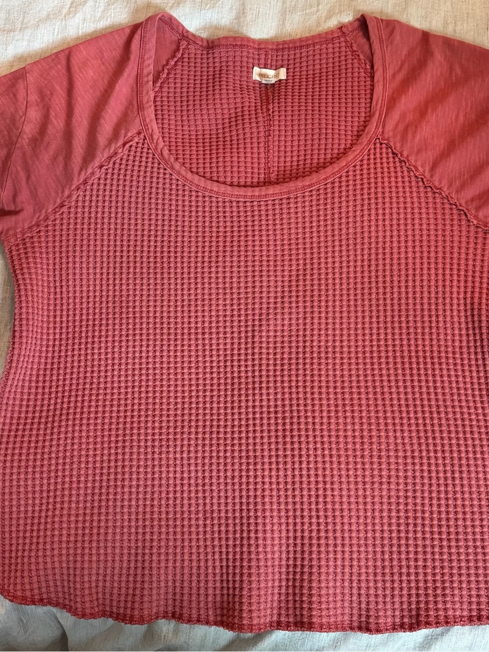 Pilcro Rose Waffle Knit Short Sleeve Top